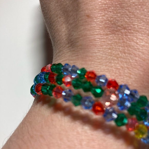 Handmade Multicolor Crystal Beaded Wrap Bracelet - Picture 1 of 3